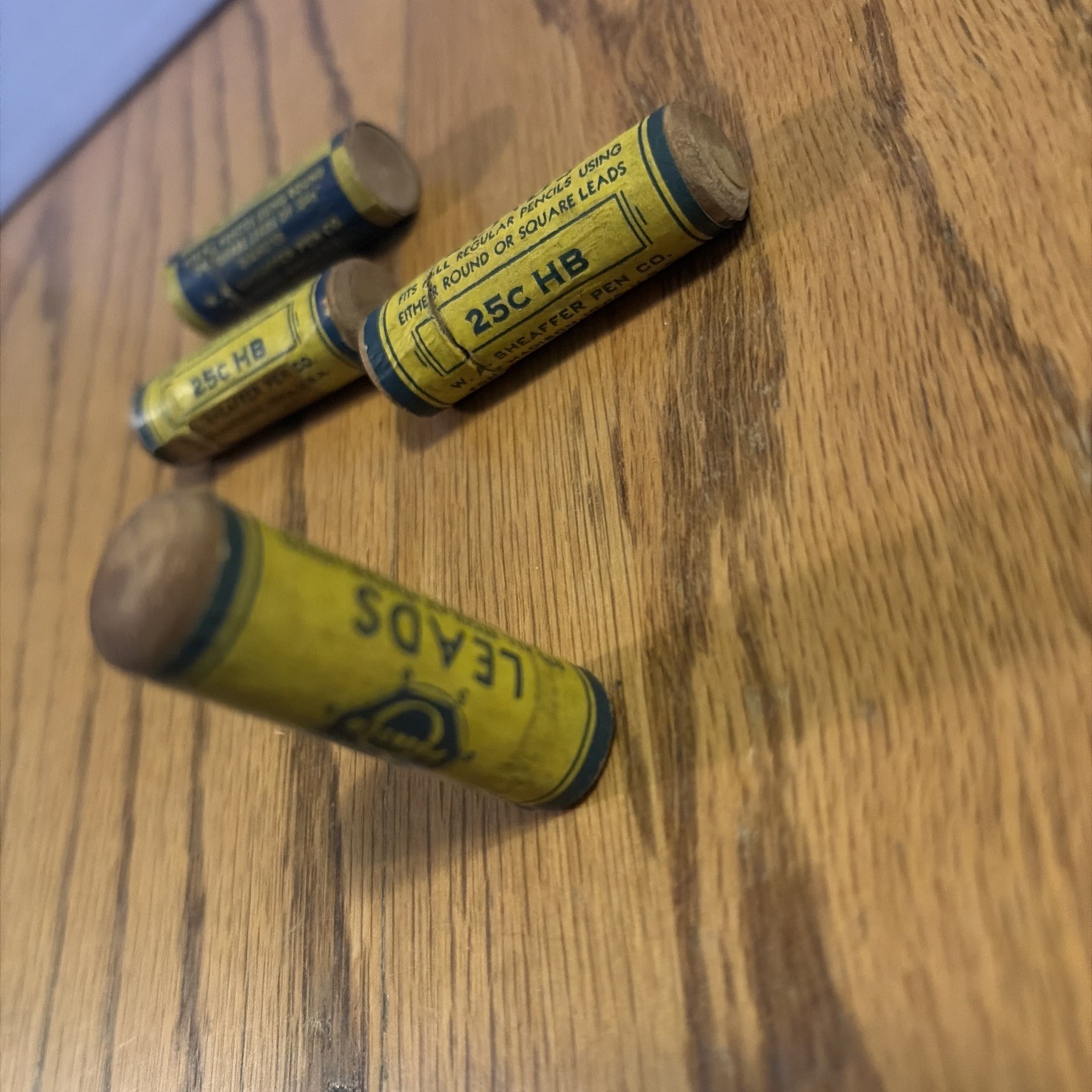4 Vintage Scheaffers Pencil Lead Wooden Container 25c HB See Description