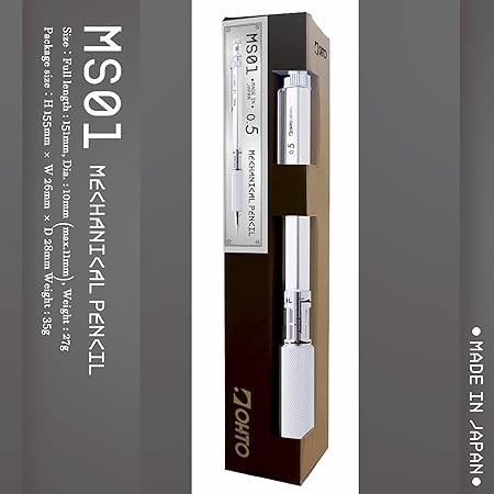 OHTO Aluminum Knurled Grip Mechanical Pencil MS01 0.5mm Made in Japan 121