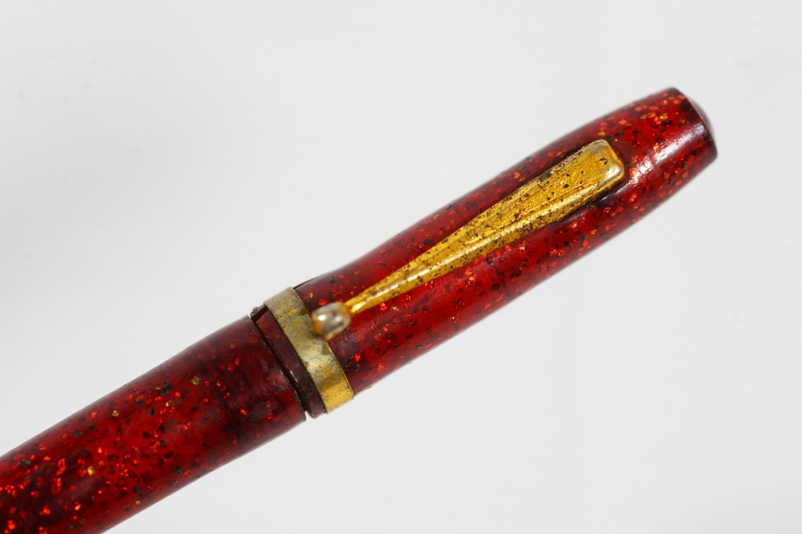 Pocket Mechanical Pencil Red Speckled Celluloid Pencil