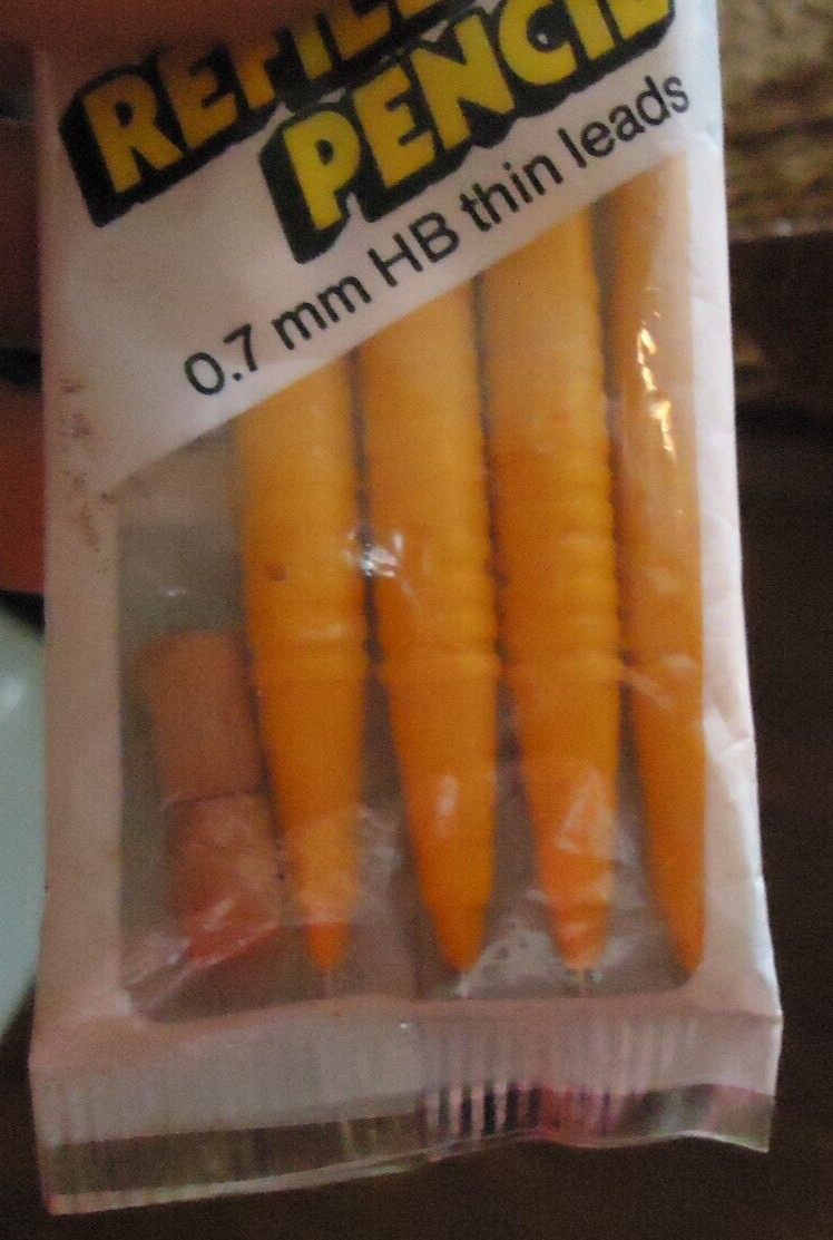 VTG NOS Scripto Refillable Pencil .7mm HB Thin Leads Auto Led Feed 4 Pack 1985