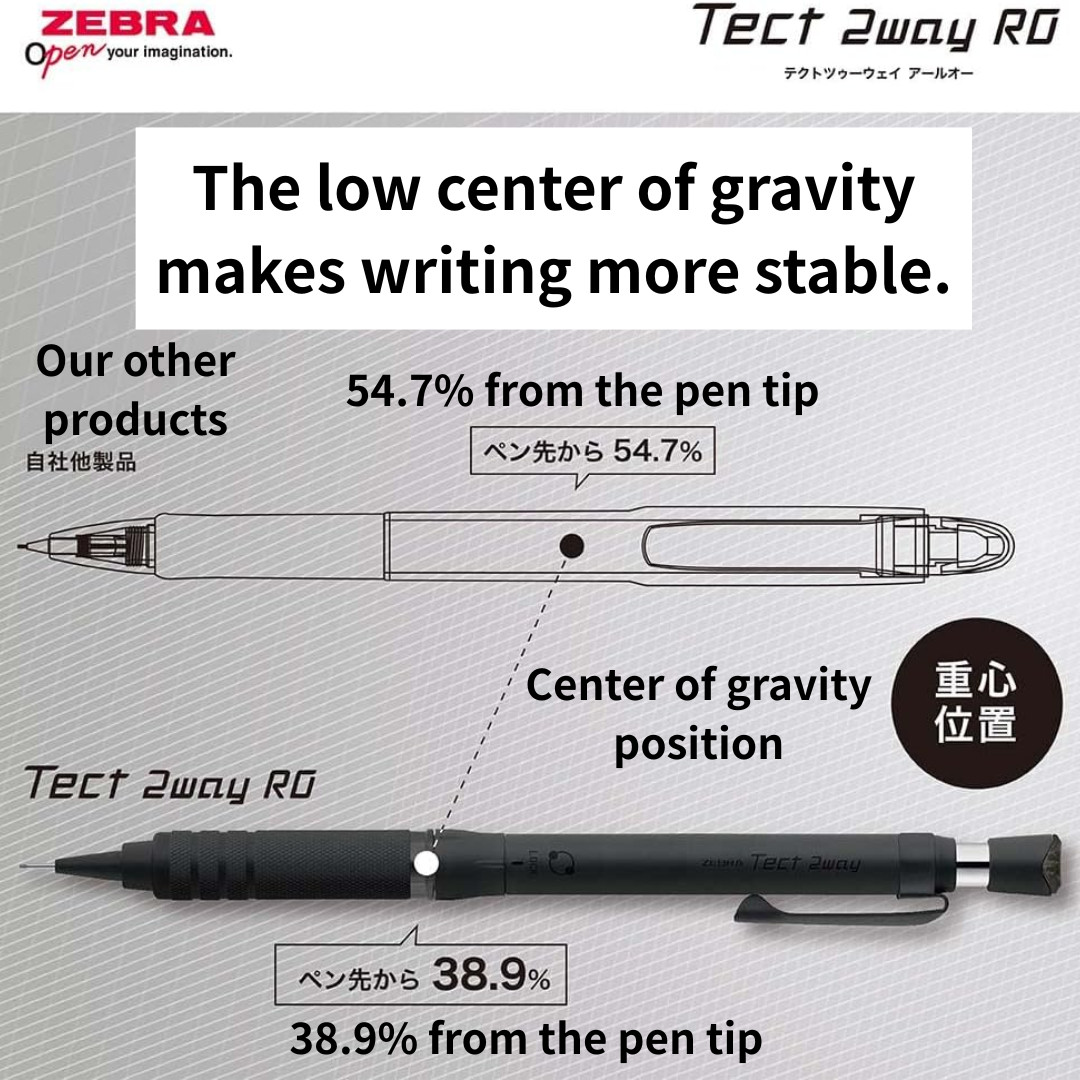 Zebra Tect 2way RO 0.5mm Mechanical Pencil Metal Sliver P-MA141-MS Japan