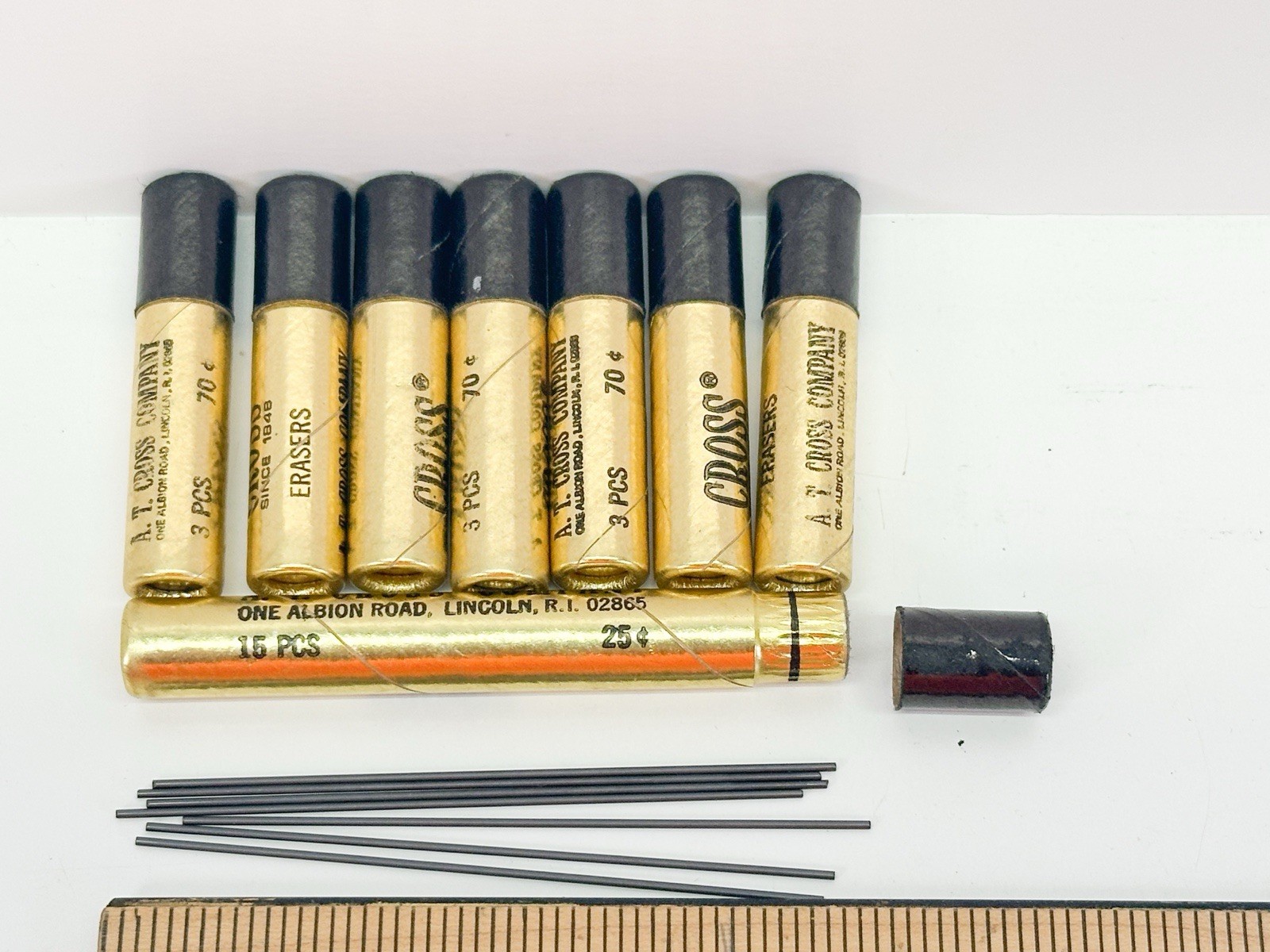 7 Tubes Erasers A. T. Cross Mechanical Pencil 3 Erasers in 1 Tube New Old Stock