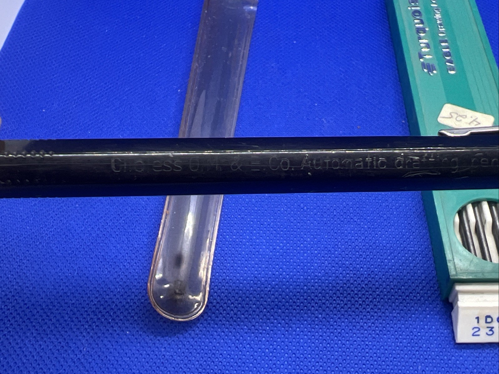 Vintage German Lead Holder Drafting Pencil w/ Case & Berol Turquoise 4B Leads