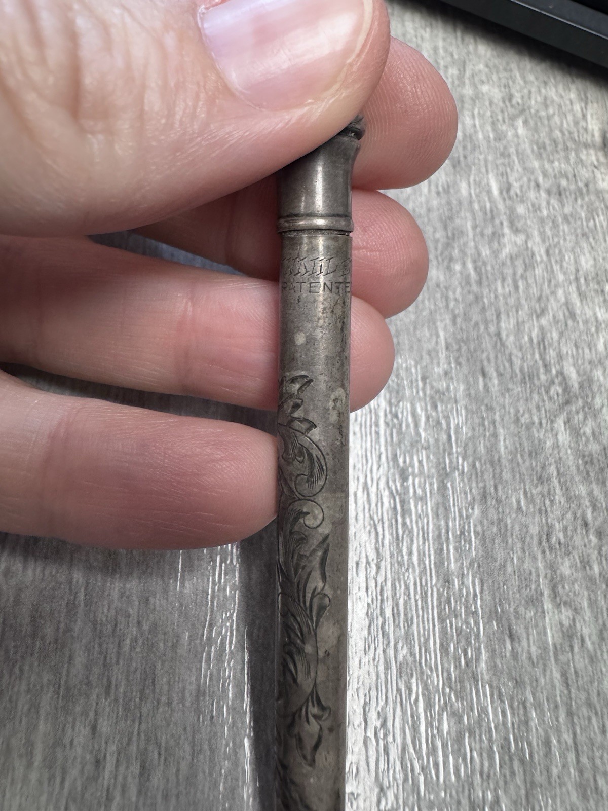 Antique Wahl Eversharp Floral Engraved Sterling Silver Mechanical Pencil Patina