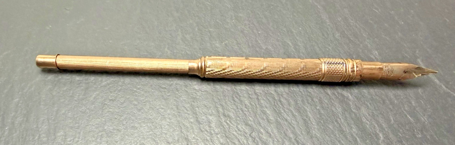 ANTIQUE GOLD FILLED COMBINATION DIP PEN W/NIB AND MECHANICAL PENCIL N995