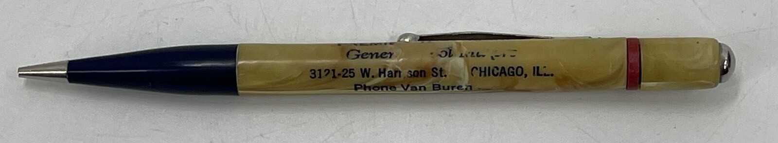 Redi Point Pencil Tan Mother of Pearl Marbled Look Advertisement Vintage
