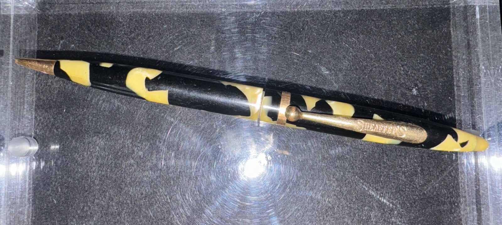 1930’s Sheaffer Balance Mechanical Pencil Black Pearl & Gold No Lead To Test-5”