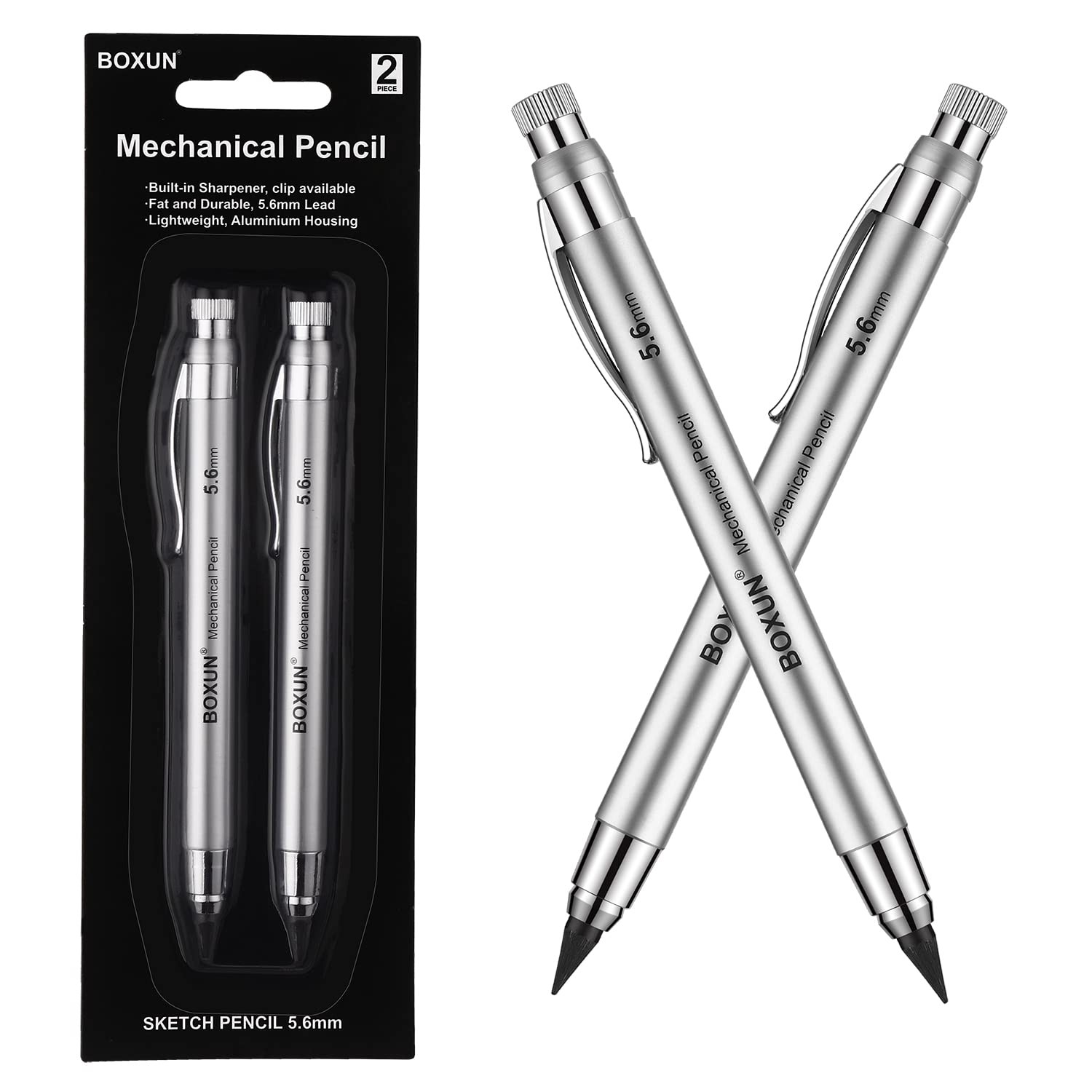 BOXUN 5.6 MM Lead Holder, Clutch Pencils for Draft 2 Count (Pack of 1)
