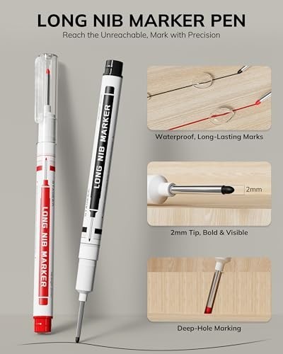 2PCS Carpenter Pencils with Sharpener, Heavy Duty Woodworking Tools, Mechanical