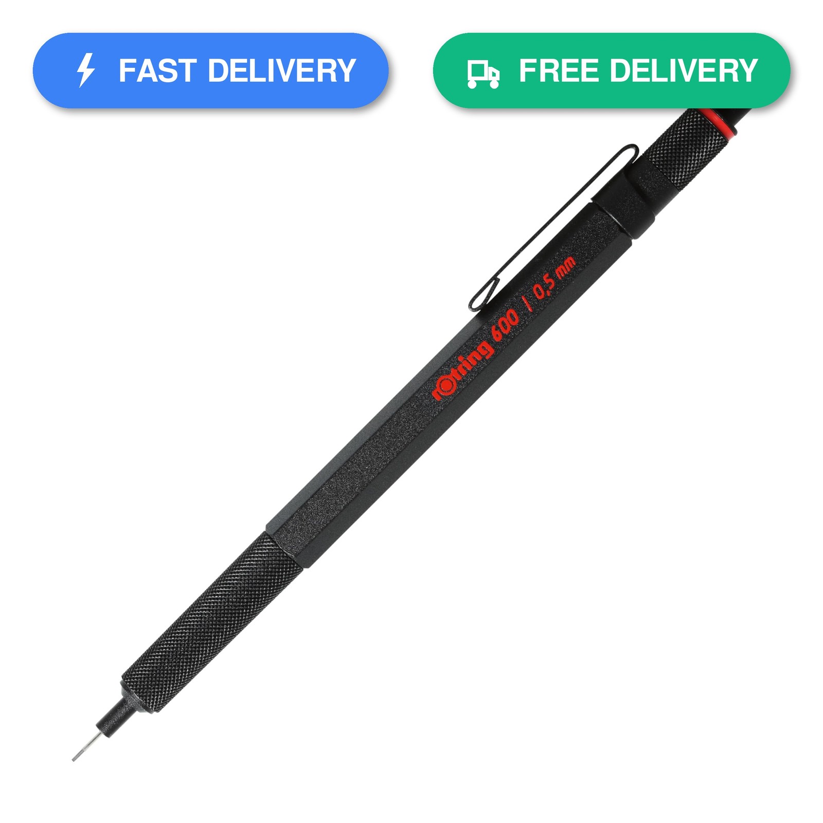 Rotring 600 Mechanical Pencil 0.5mm Black Metal Drafting Engineering