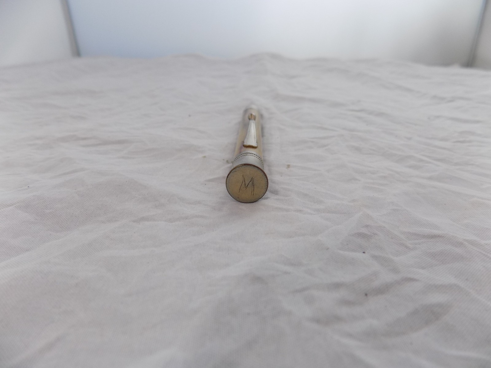 vintage celluloid mechanical pencil the letter M or W etched in the top