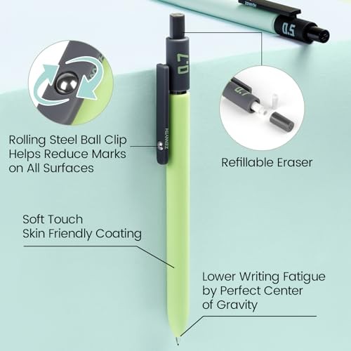 Pastel Mechanical Pencil Set, 6 Pack with Case, 0.5mm & 0.7mm | 0.5mm+0.7mm