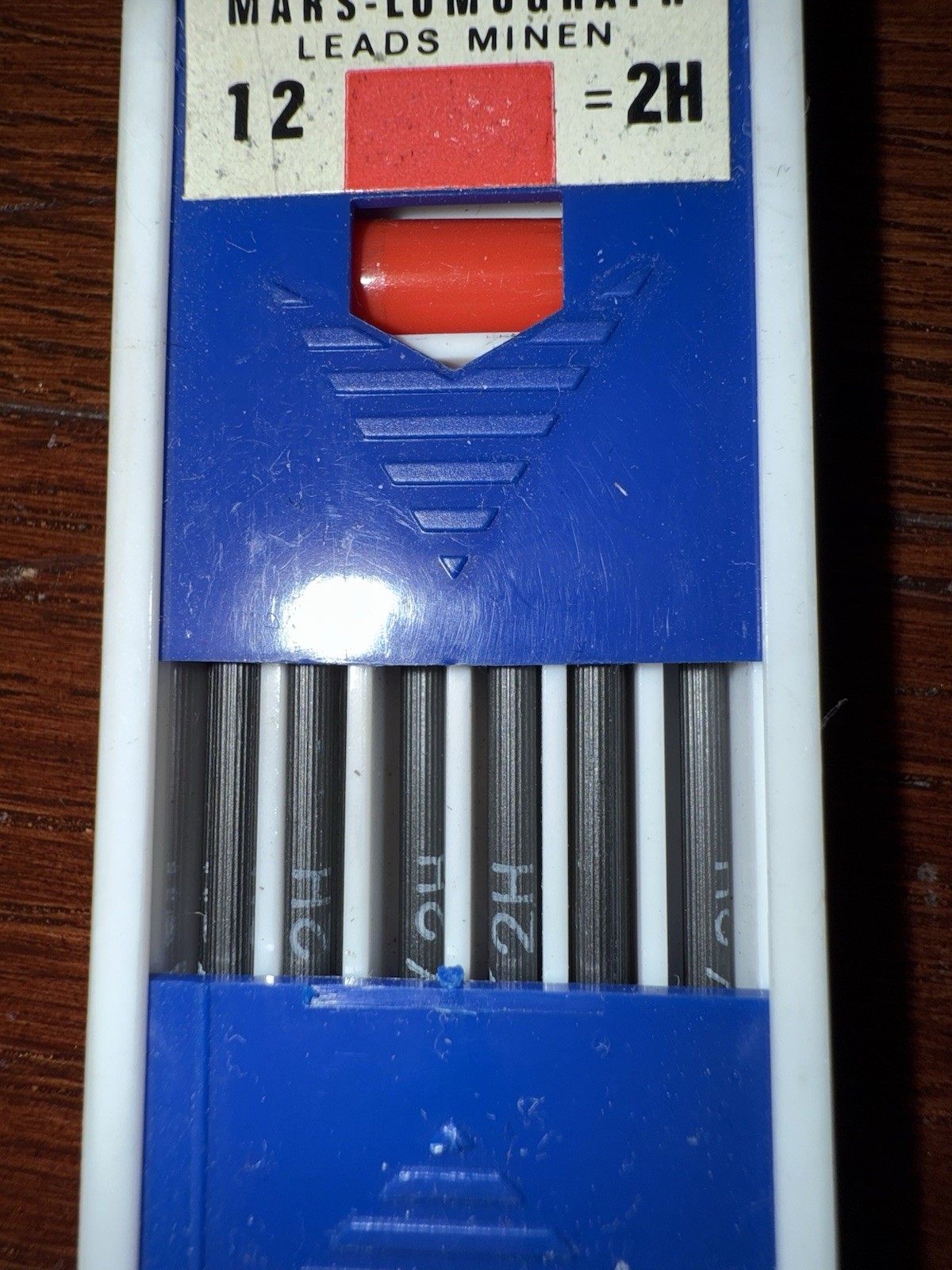 Vtg Staedtler Mars Lumograph #200 2H Drawing Pencil Leads Minen of Box Of 10