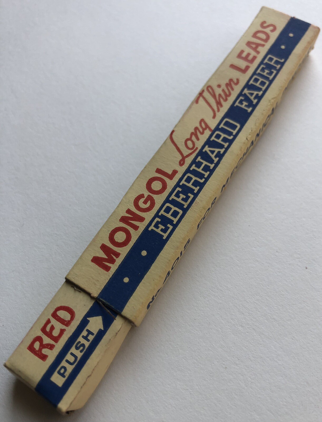 Vintage EBERHARD FABER Mongol RED Mechanical Pencil Lead 1.18mm 4″ NOS 6pk USA