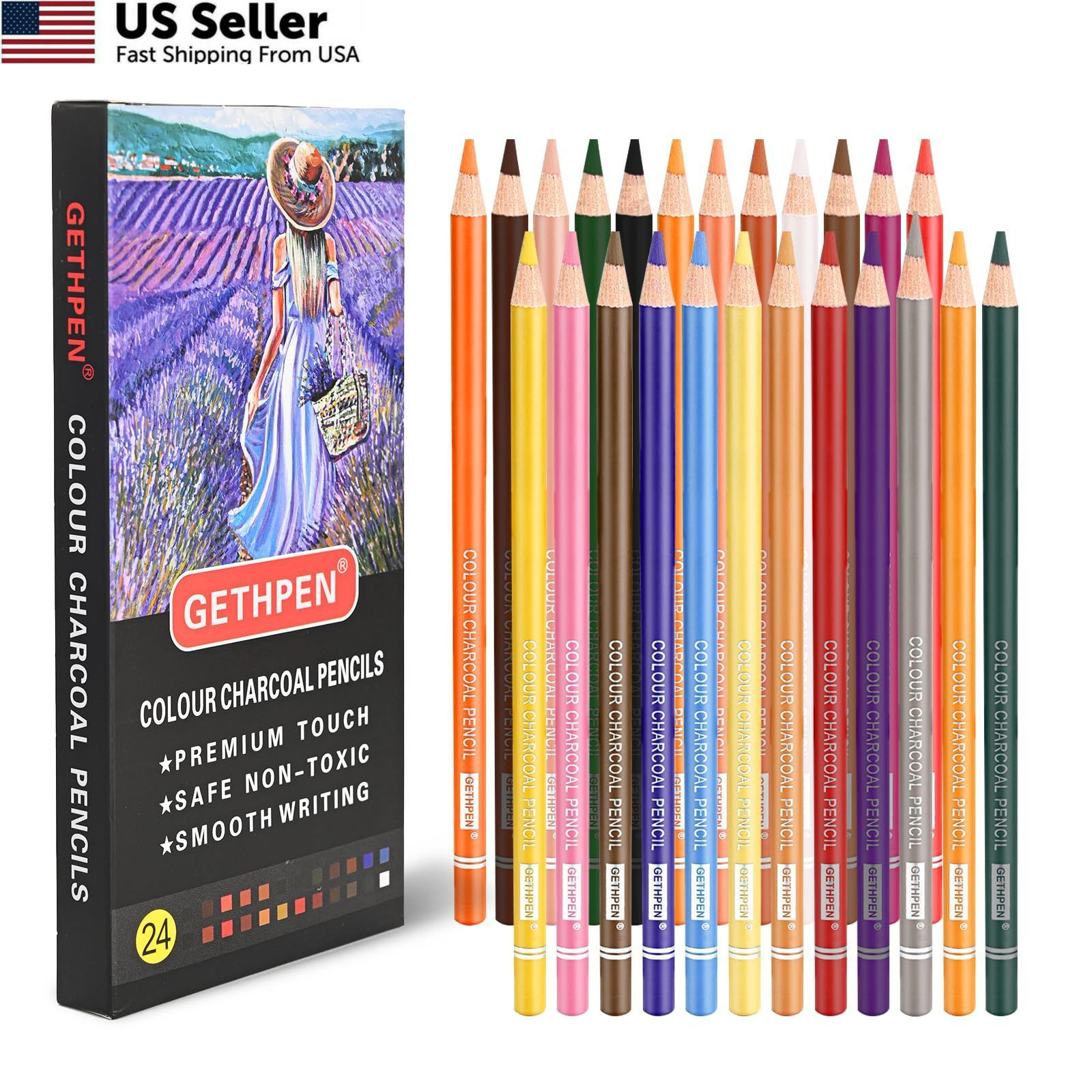 GETHPEN Pastel Chalk Colored Pencils,Set of 1 Count (Pack 24), Multicolor