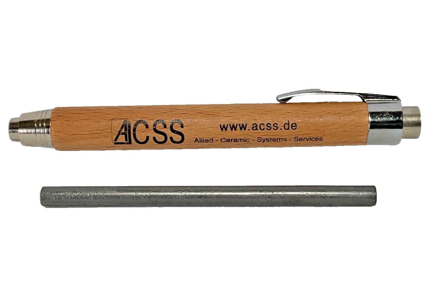 ACSS WOOD & Metal Clutch Pencil, Allied Ceramic Systems Services Vintage New