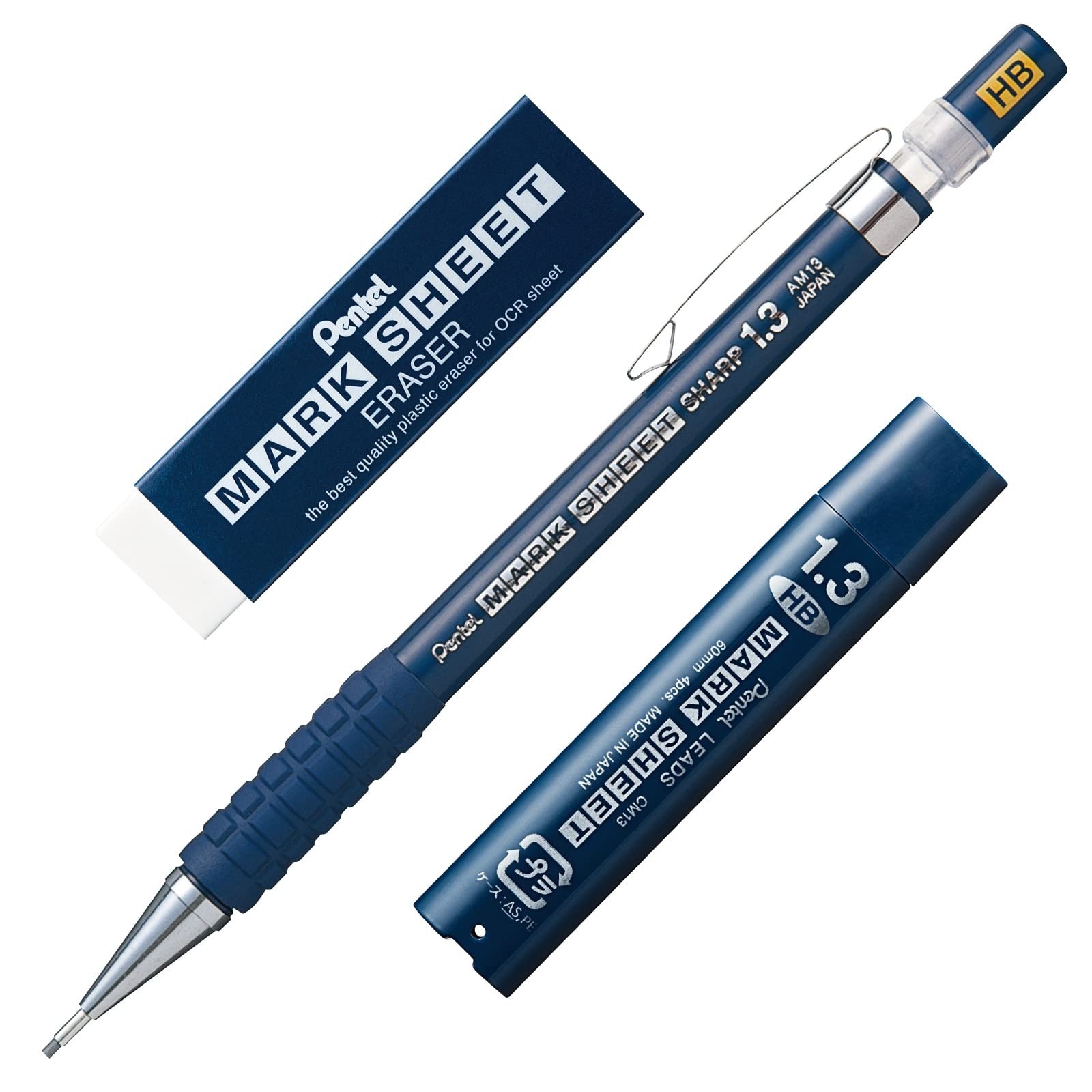 Pentel Mark Sheet Mechanical Pencil HB Lead with Eraser and Replacement Lead Set