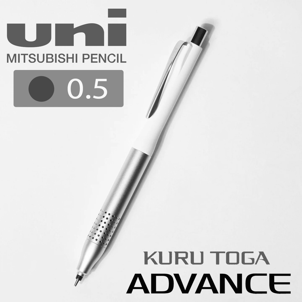 MItsubishi Uni-Ball KURU TOGA ADVANCE Mechanical Pencil (0.5mm) White Japan Made