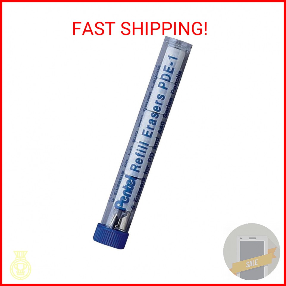 Pentel Refill Eraser for AL, AX and PD Series Pencils 5 pcs/Tube, 3 Pack