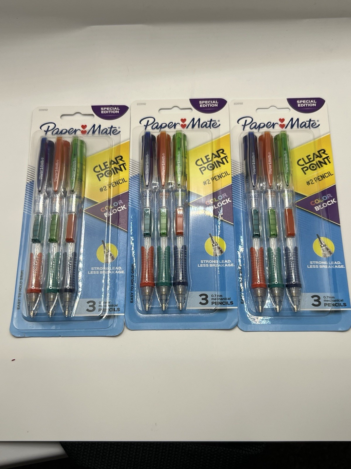 -NEW- Set Of 3-3 Pack Paper Mate Clearpoint 0.7mm Color Block Pencil ▪︎ Total 9