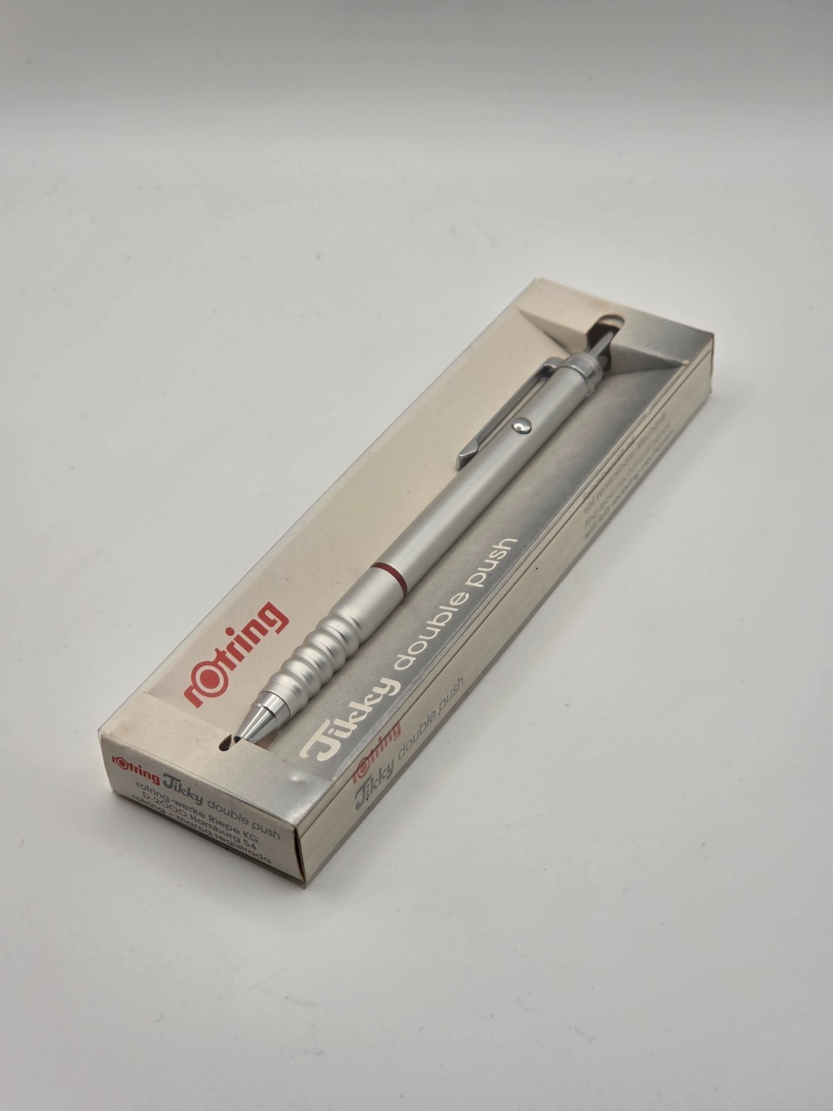 Vintage Rotring Tikky Double Push 0.5mm Mechanical Pencil Silver Matte Boxed