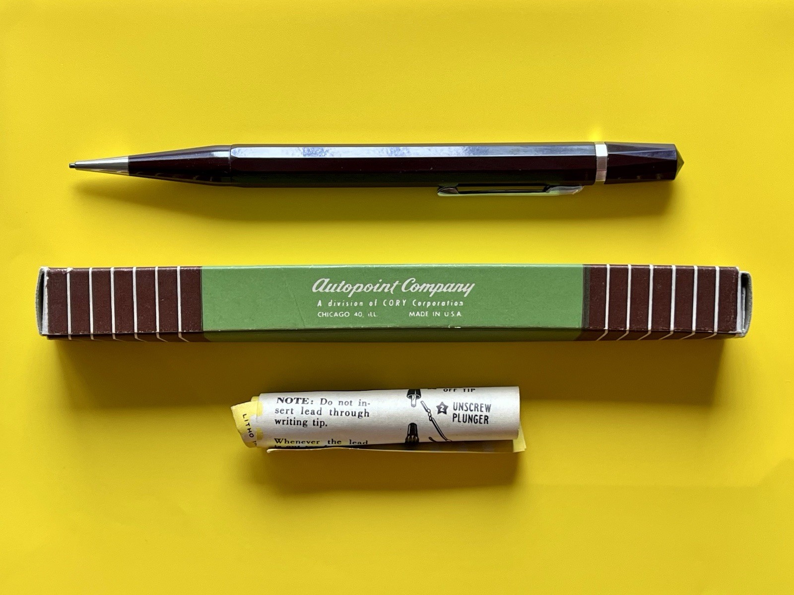 Autopoint Mechanical Pencil New in Box Pittsburgh Steel 1947 NOS PA