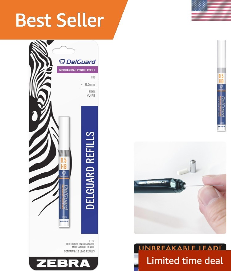 0.5mm HB DelGuard Lead Refills – Break-Resistant Graphite for Mechanical Pencils