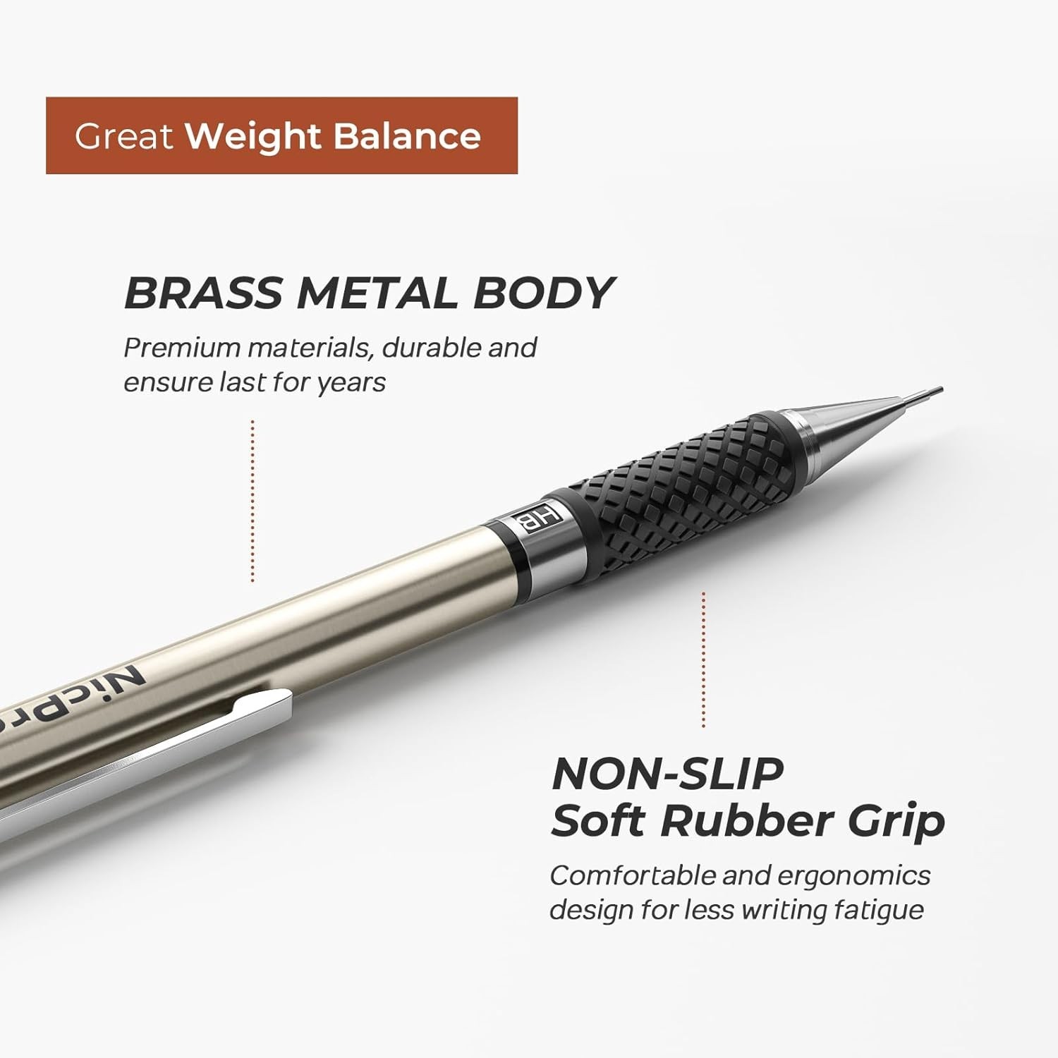 Ergonomic 6PCS Drafting Pencil Set with 4 Lead Sizes for Artists and Engineers
