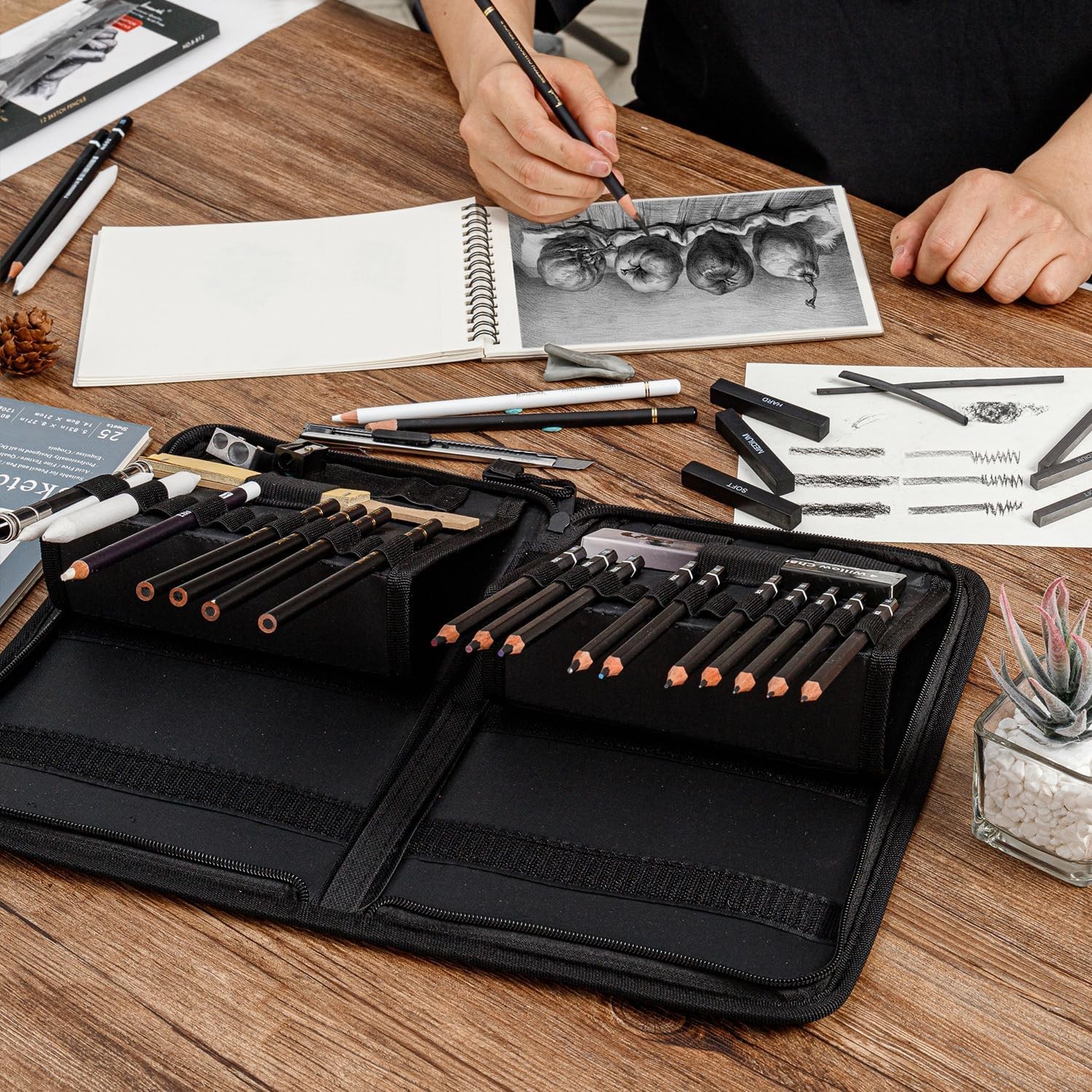 42 Pack Drawing Set Sketching Kit, Pro Art Sketch Supplies with Black