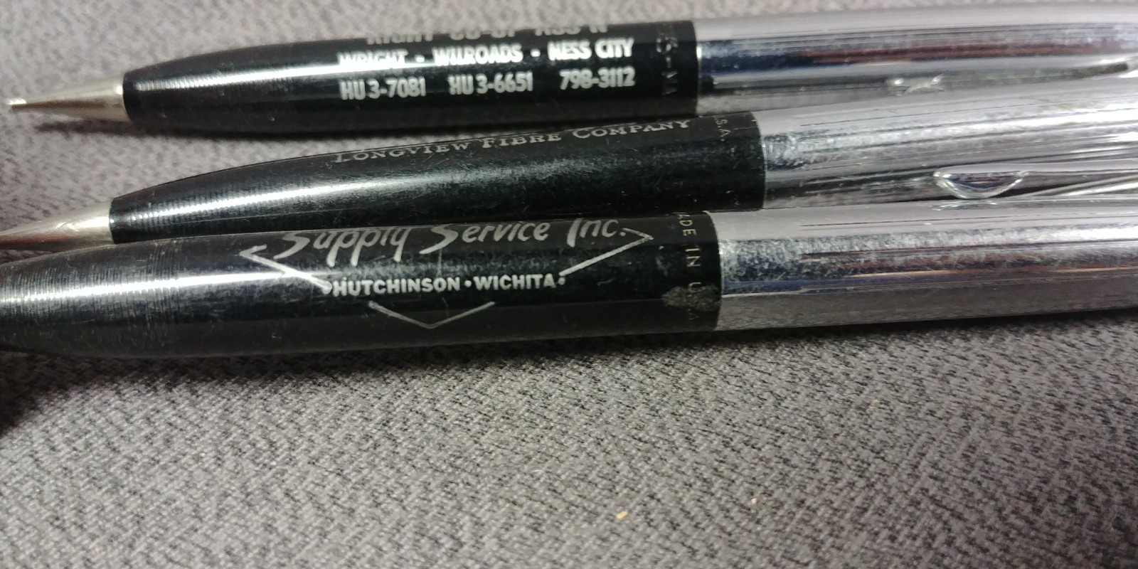 3 1950s+ Sheaffers Mechanical Pencil Right COOP Supply Service Longview Fibre
