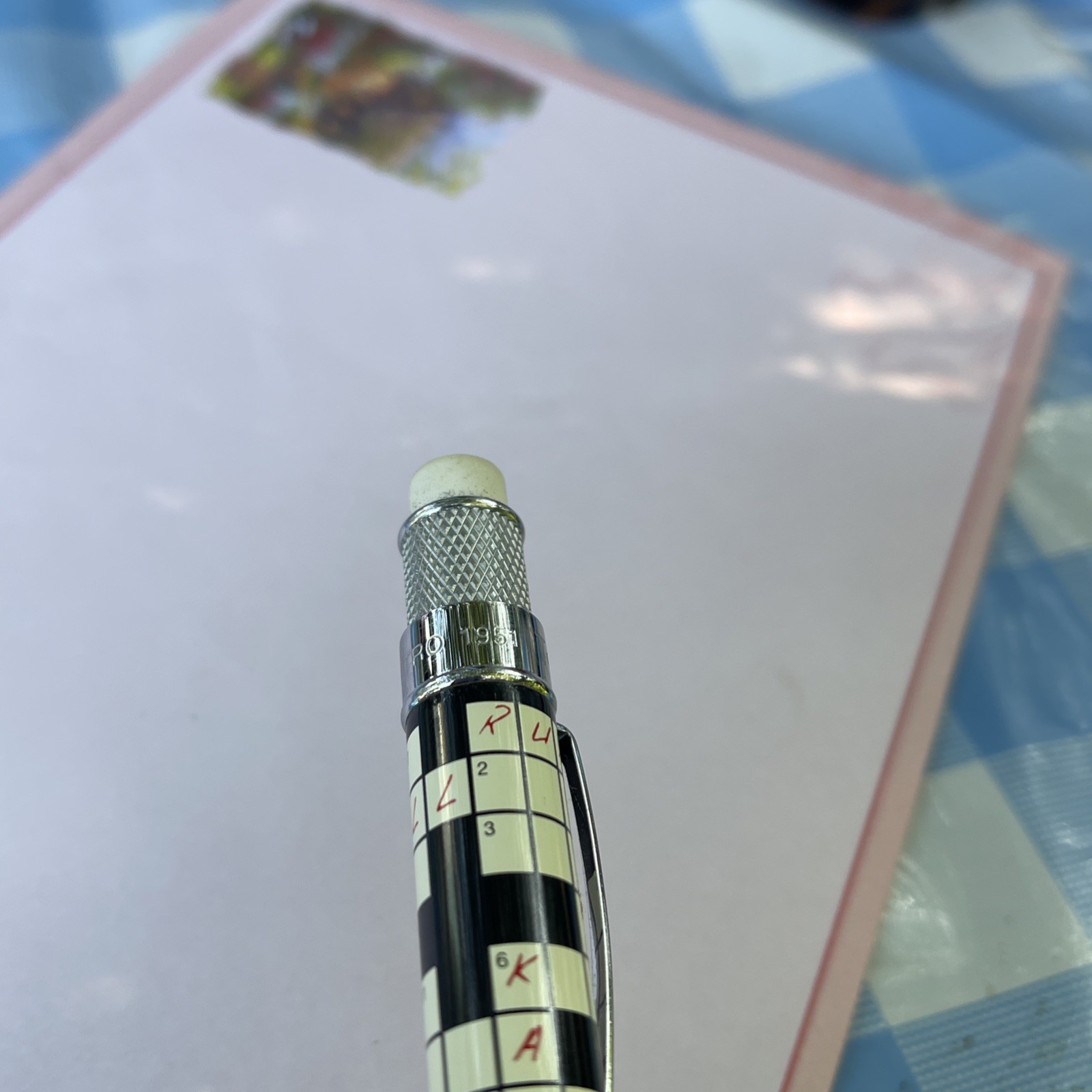 Retro 51 Tornado Mechanical Pencil featuring a crossword puzzle