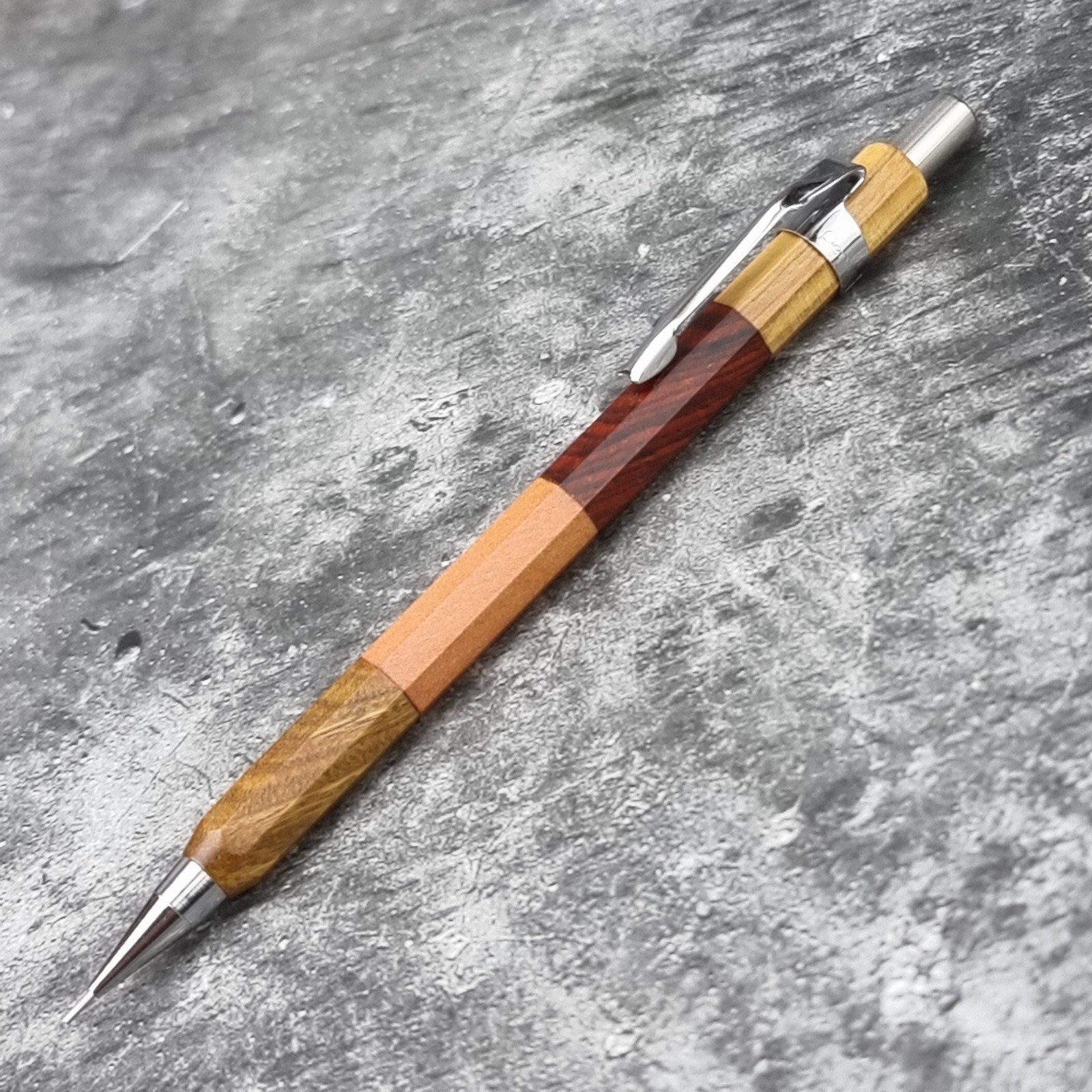 Hand Crafted Pentel P-205 Mechanical Pencil with Octagonal Wood Barrel