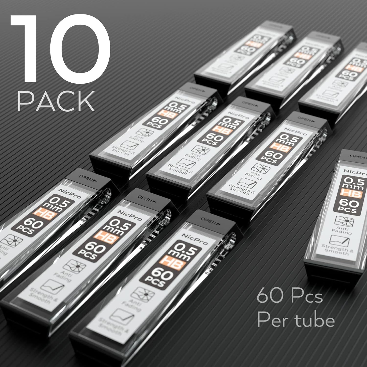 10 Tubes of 0.5mm HB Lead Refills for Mechanical Pencils – Smooth Writing
