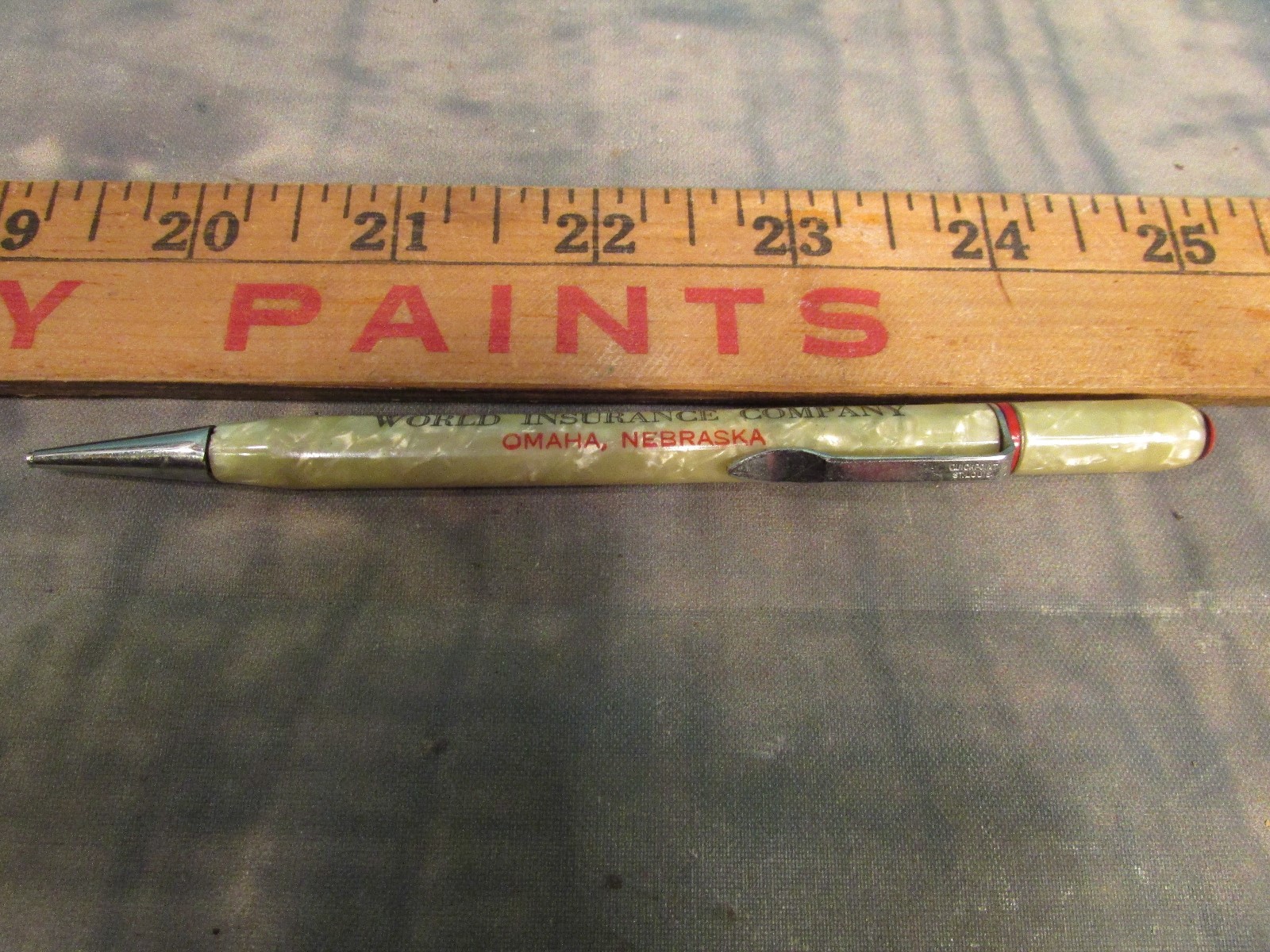Vintage Mechanical Pencil World Insurance Company Omaha Nebraska White Big Red