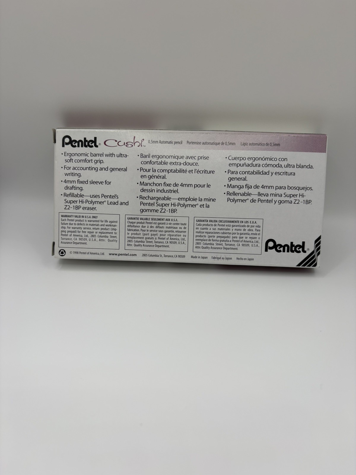 Box of 12 VINTAGE PENTEL PENCILS: “CUSHI” P35G 0.5mm – MADE IN JAPAN – New-Rare