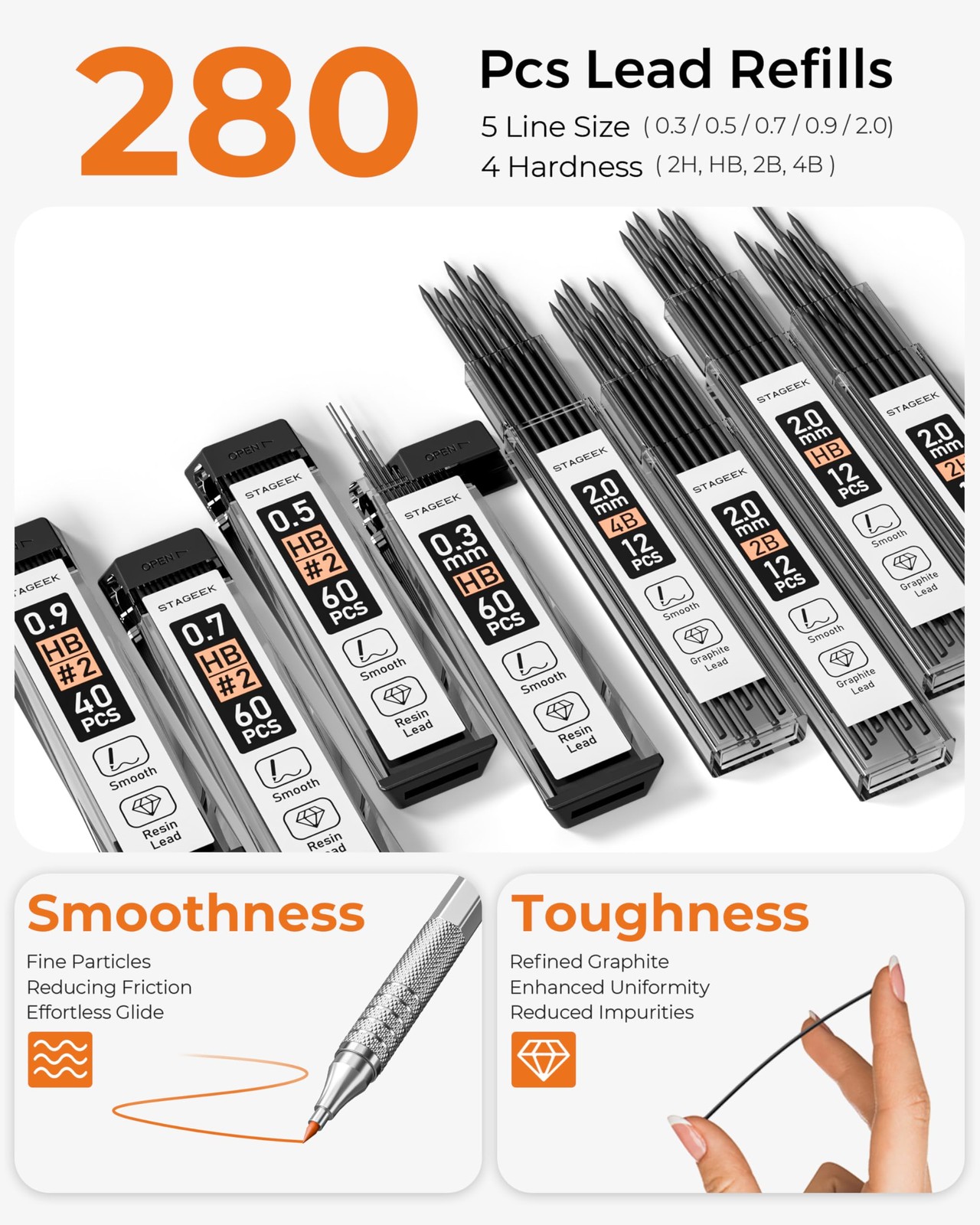 Metal Mechanical Pencil Set in Leather Case, 5PCS Art Drafting Pencil 0.3, 0….