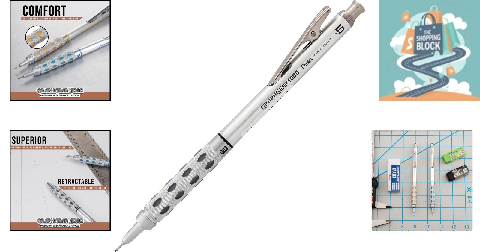 GraphGear 1000 Mechanical Pencil, 0.5mm, Black, Refillable
