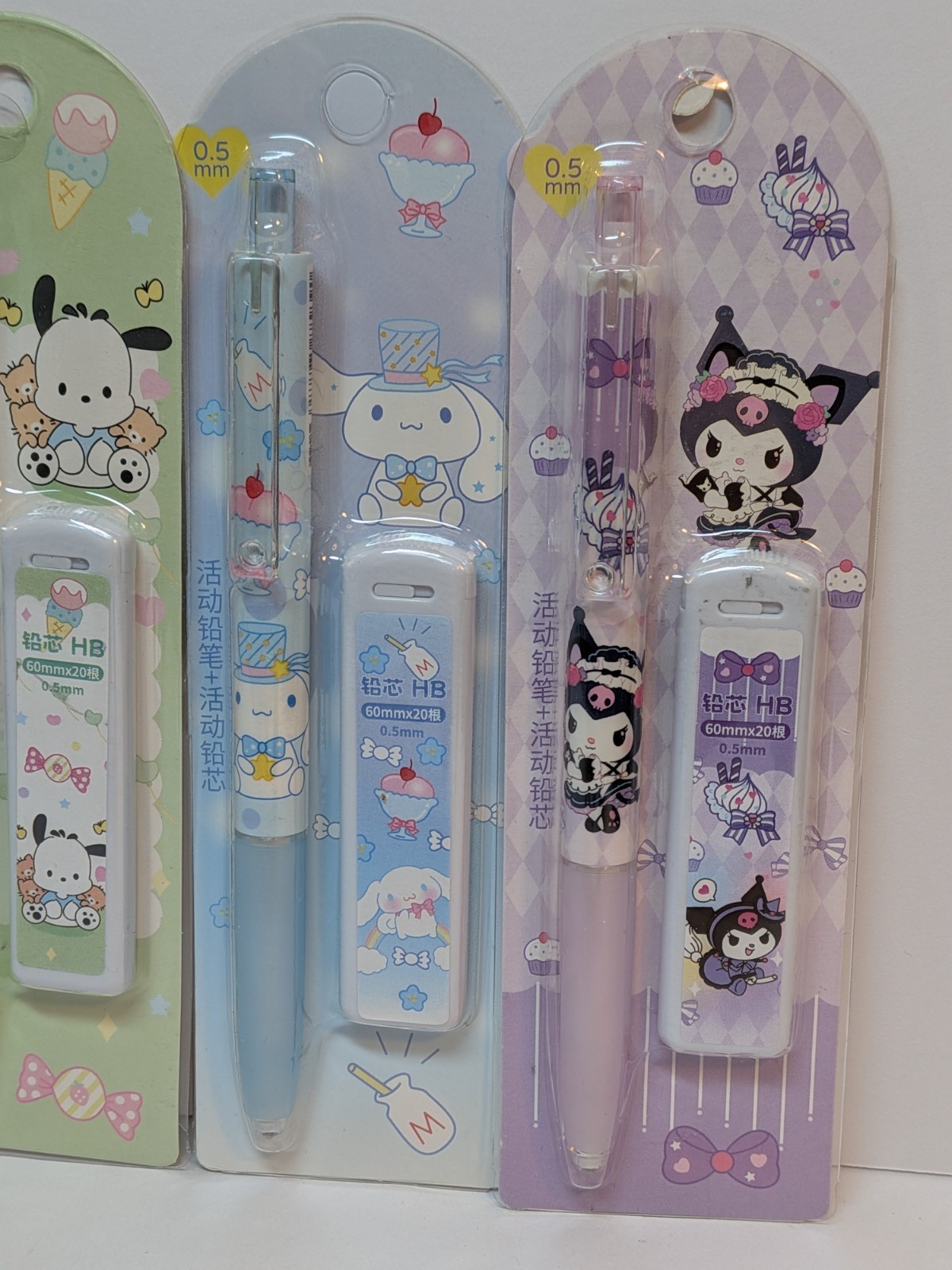 Lot x 4 Sanrio Mechanical Pencils w/Refill Lead Packs 0.5mm Kuromi My Melody NEW