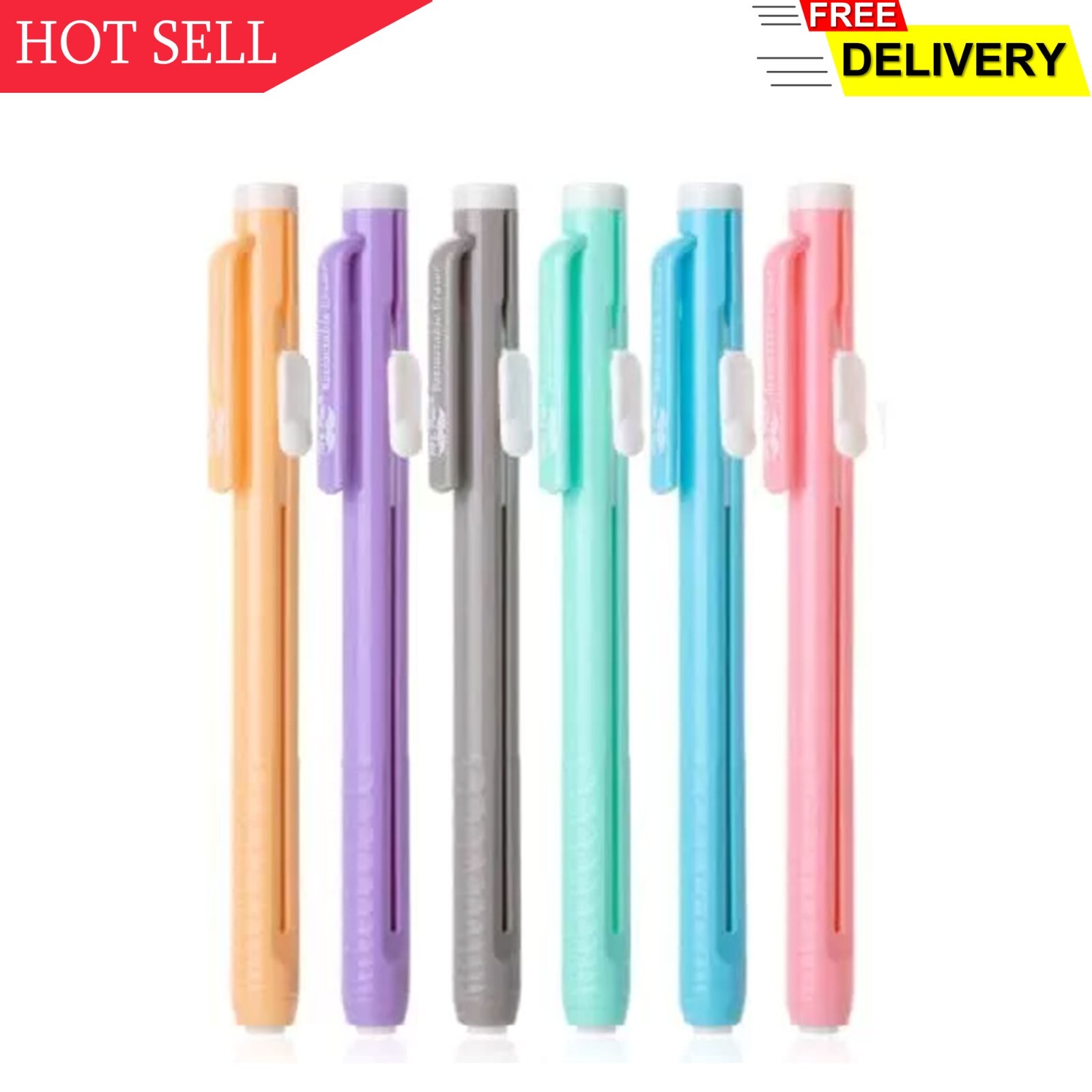 Mr. Pen- Retractable Mechanical Eraser Pen, Pack of 6, Pastel Colors, Pencil …