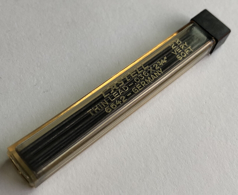 Vintage Faber Castell 2B VERY SOFT Black .9mm Pencil Lead NOS 12pk Tube Germany