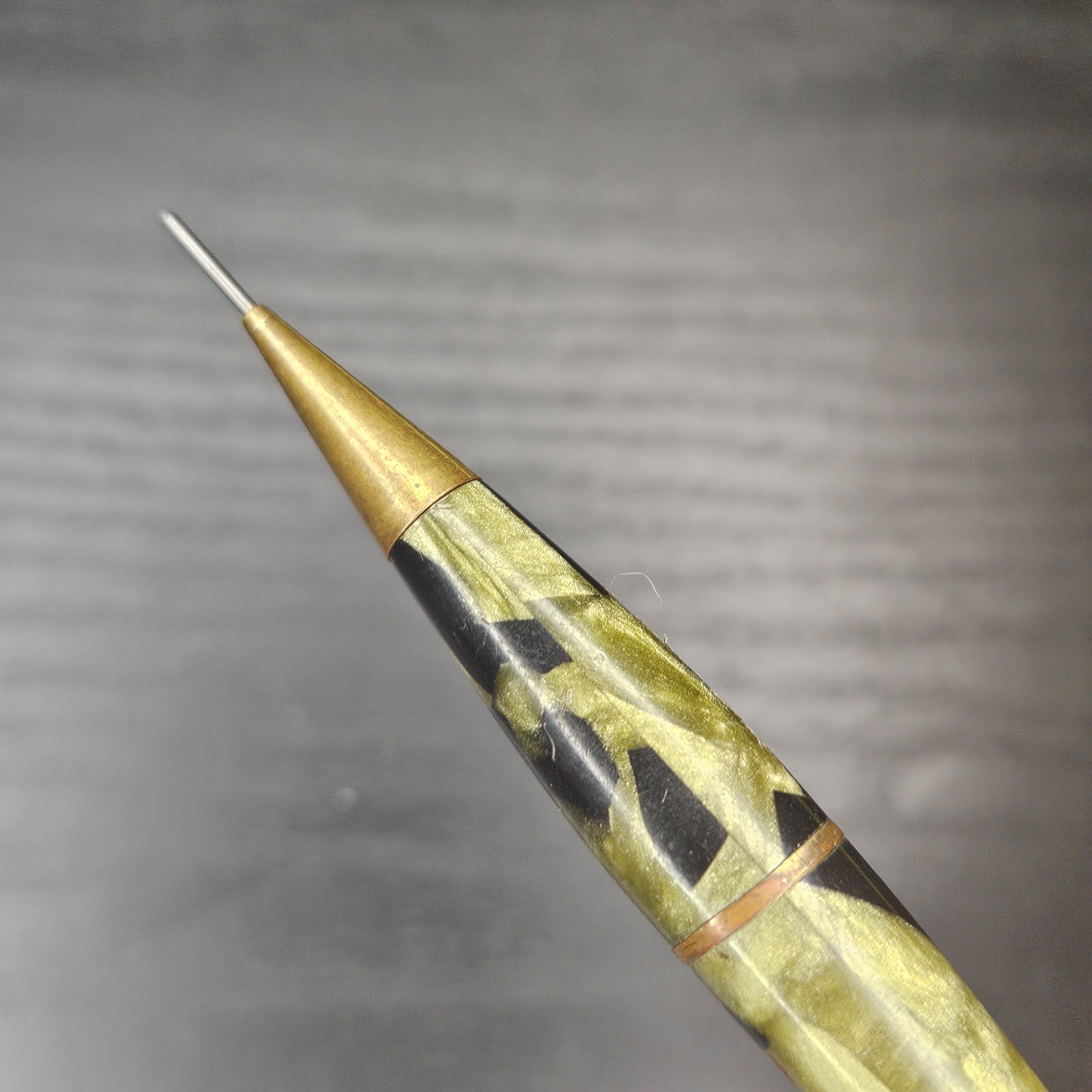Vintage Sheaffer Balance Green Marble Celluloid Gold Trim Pencil 1930s Mini