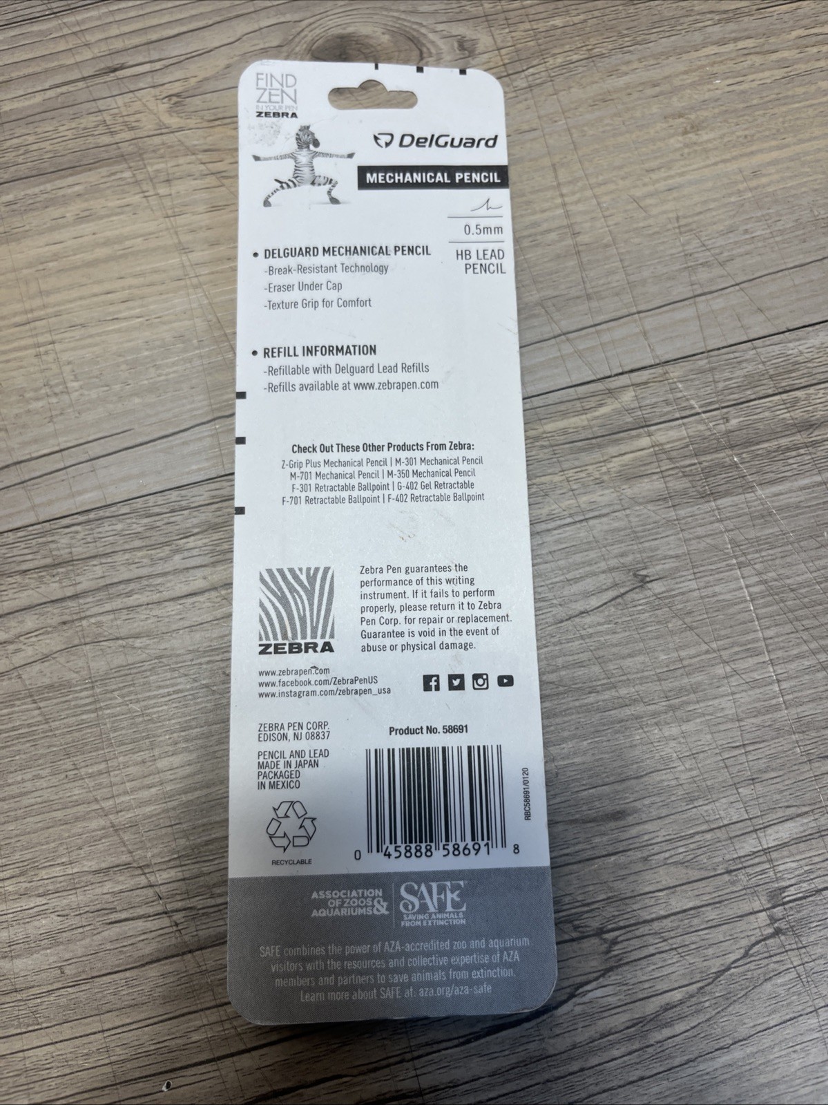 Zebra DelGuard Mechanical Pencil W Bonus Lead Refill 0.5 mm Fine Point – White