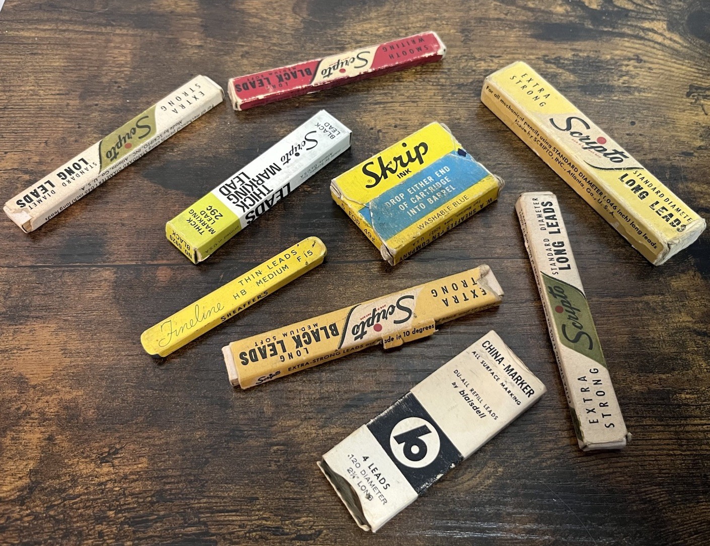 Lot of 9 Vintage Mechanical Pencil Lead In Original Containers Advertising