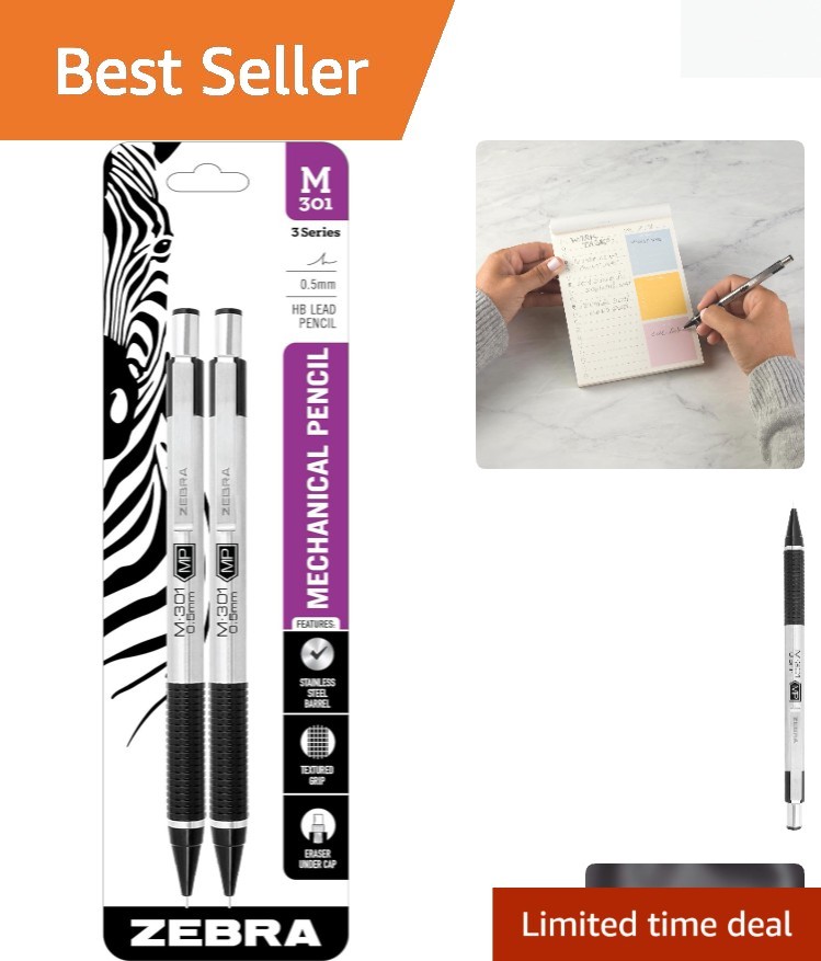 Elegant Stainless Steel 0.5mm Mechanical Pencils with Built-in Erasers – 2-Pack