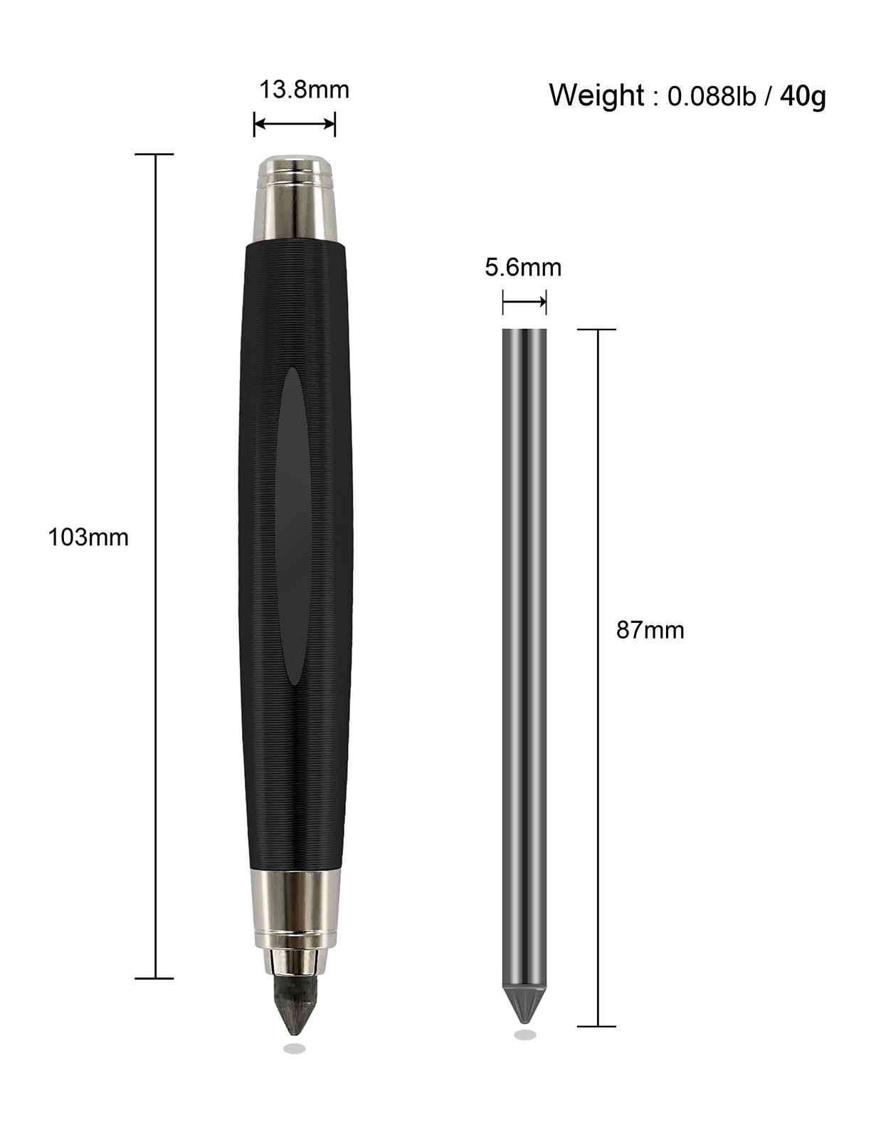 WSD Sketch Up 5.6mm Mechanical Pencil 1 Count (Pack of 1), black