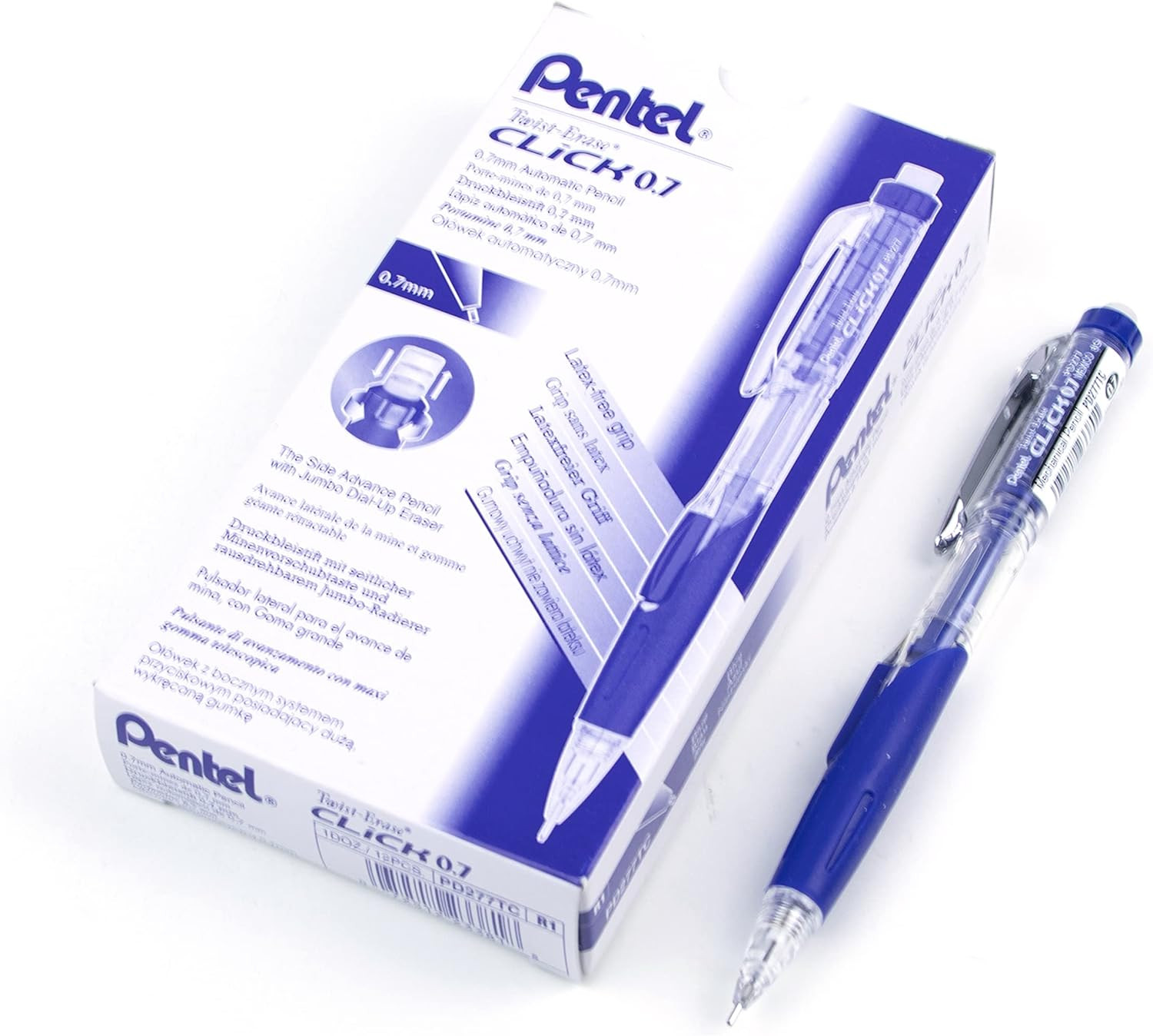 Twist-Erase Click Mechanical Pencil (0.7Mm) Assorted Blue Barrel Colors, Color M