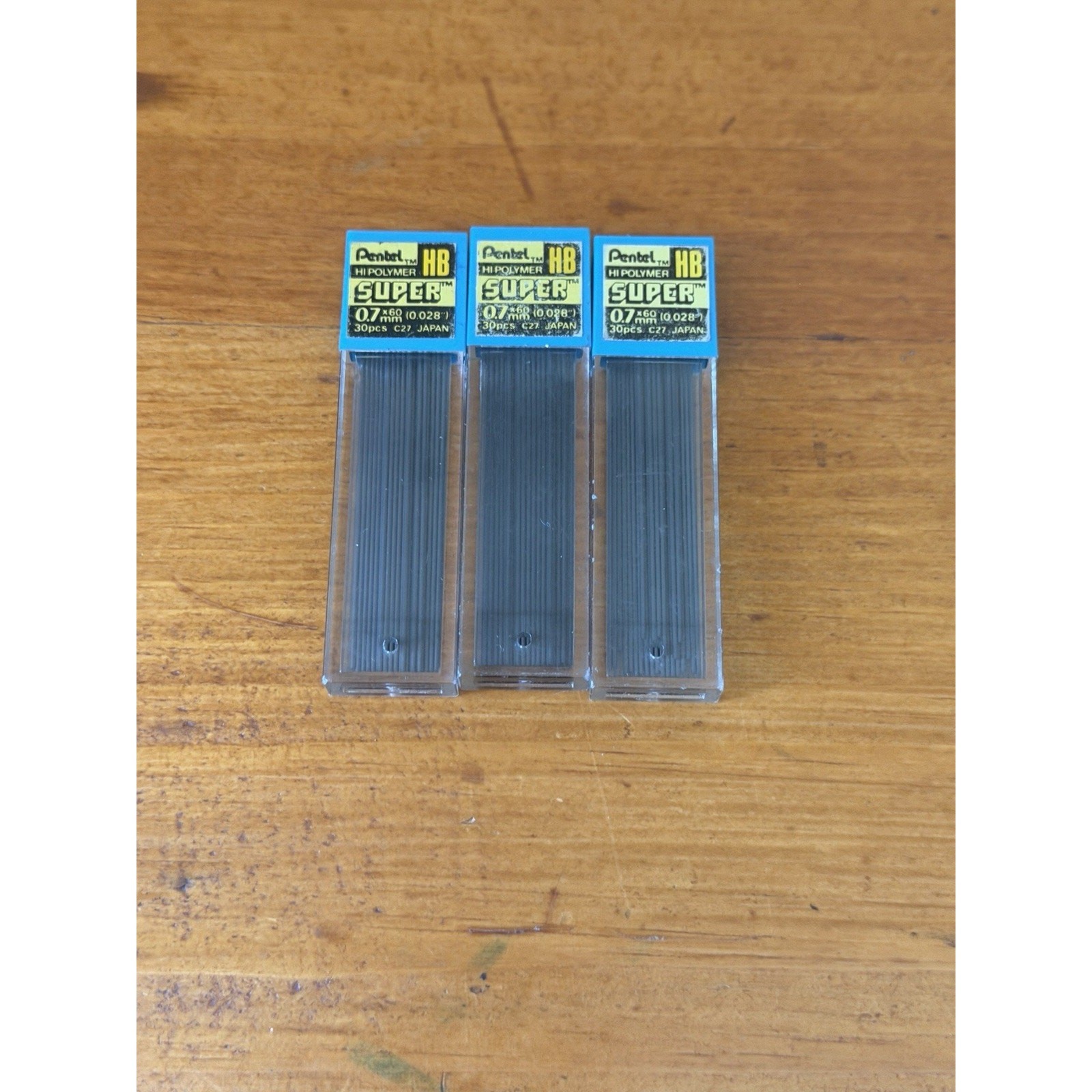 Pentel Hi Polymer Super HB Lead 0.7mm C27 Mechanical Pencil Lead 3 Packs Japan