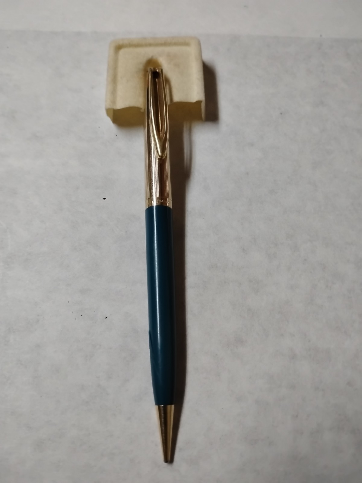 VTG Waterman C/F Mechanical Pencil Teal Blue & Gold Cap FOR PARTS. #M1