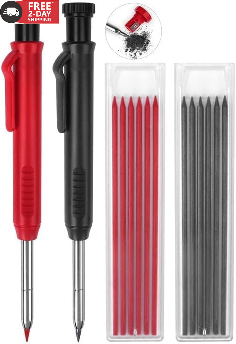 2 Pack Carpenter Pencils Mechanical Pencils with 12 Refills, Construction Pencil