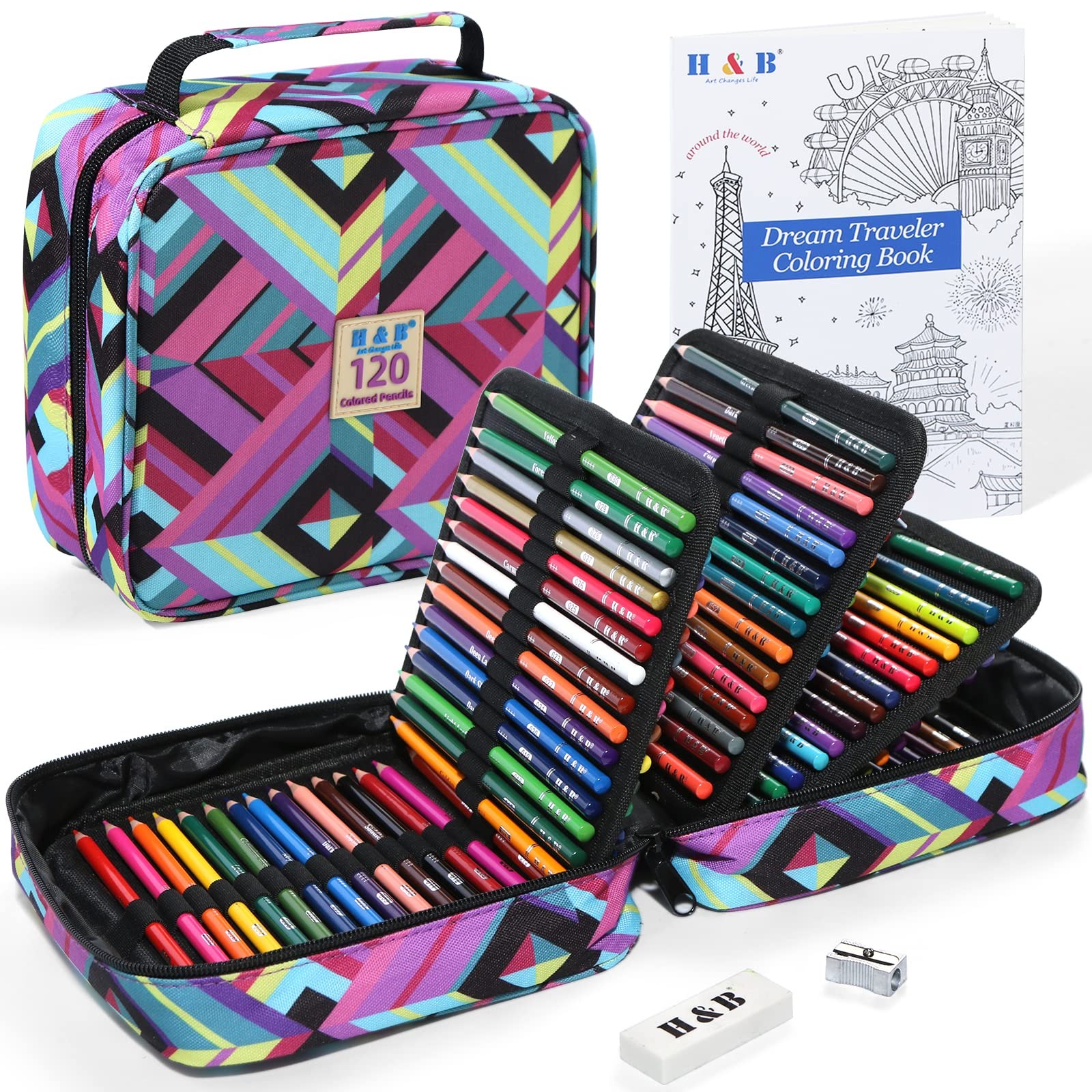 H & B 120 Colored Pencils Set, Art Pencil Kit for Adult 120, Multicolor